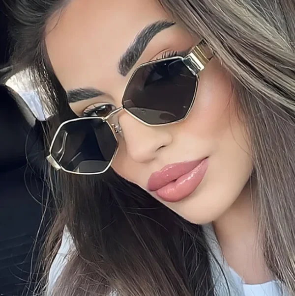 Polygonal Glasses for Men and Women Vintage Rhombus Fashion Sun Glasses Unique Metal Frame Punk Shades - Image 2