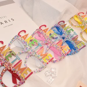 Happy Birthday Sun Glasses Cake Time Birthday Frame Glasses Funny Novelty Plastic Glasses Stylish Birthday Party Eyeglasses