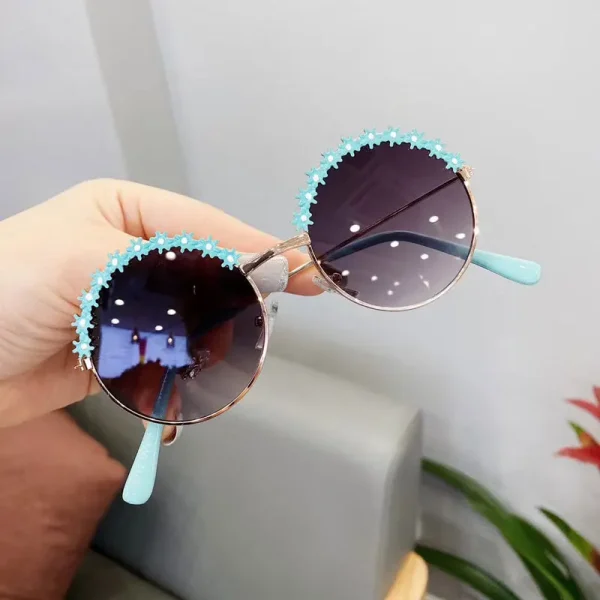 2022 Fashion Kids  Metal Frame Sun Glasses Girls Boys Flower Children's Shades Baby Eyeglasses UV400 Summer Beach Sunglasses - Image 5