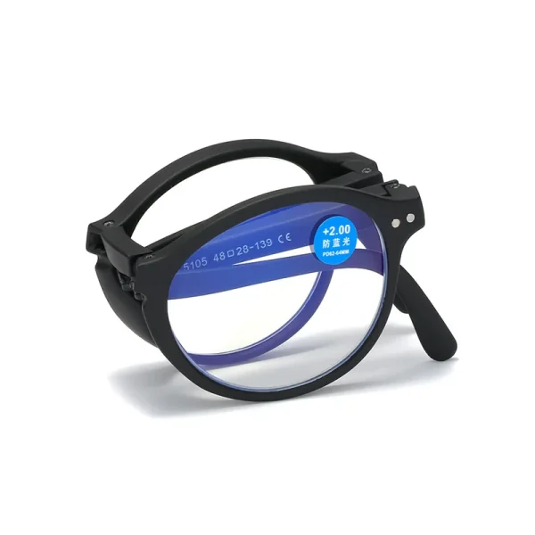Fashion Folding Reading Glasses Small Round Square Portable Foldable Blue Light Blocking Folding Reading Glasses With Case - Image 3