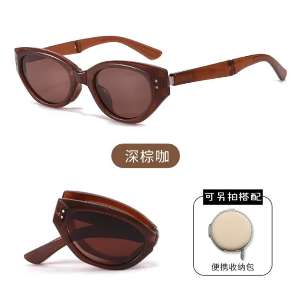 Cat Eye Foldable Sunglasses for Women Men Polarized UV 400 Protection Folding Sun Glasses 2025 Fashion Eyewear - Image 3