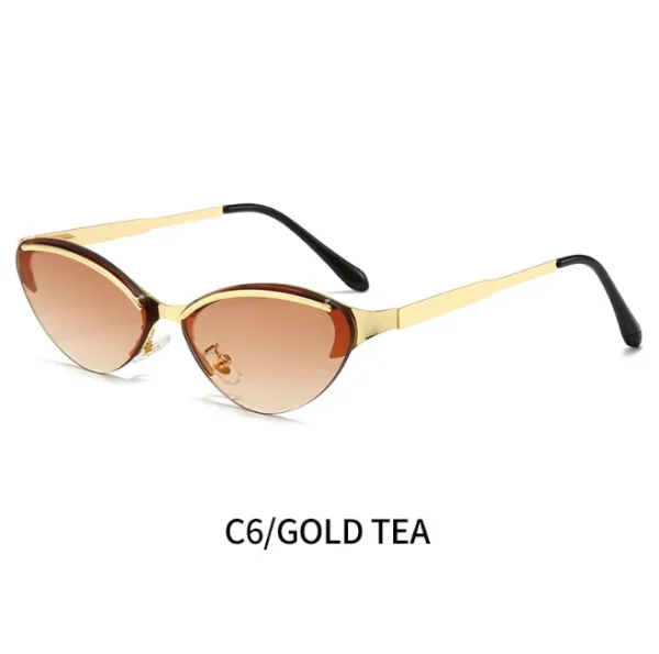 Retro Half Frame Cat Eye Sunglasses Women Vintage Cateye Female Gradient Shades UV400 Eyewear Ladies - Image 3