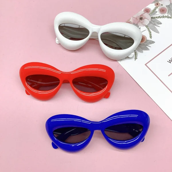 2023 Fashion Candy Color CatEye Y2K Sun Glasses for Kids Brand Design Thick Inflated Sunglasses Toddler Punk Hip Hop Shades - Image 3