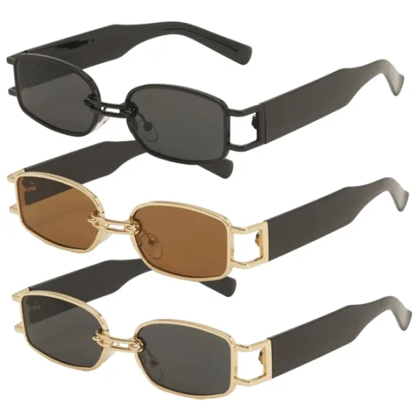 Retro Small Square Punk Sunglasses Men 2025 Rectangular Frame Shades Cool Hip Hop Sun Glasses for Women