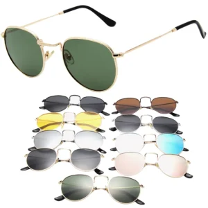 Uv400 Polarized Round Sunglasses Classic Small Metal Frame Glasses for Adult Retro Anti-reflection Driving Shades
