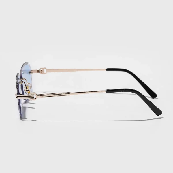LMA 2164 Luxury Metal Women Eyewear UV400 Gradient Blue Lens Diamond Cut Designer Rimless High Quality Man Sunglasses - Image 3