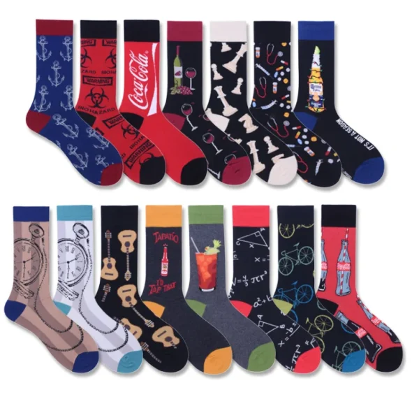 Custom Socks logo Fashion Man Dress Happy Unisex Organic Cotton Novelty Unisex Funny Socks for Men - Image 4