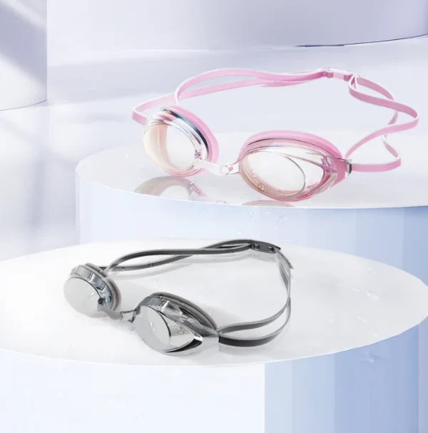 Swim Goggles Adult Professional Racing Swimming Goggles With Mirrored PC Lens No Leaking With UV Protection Goggles With Case - Image 2
