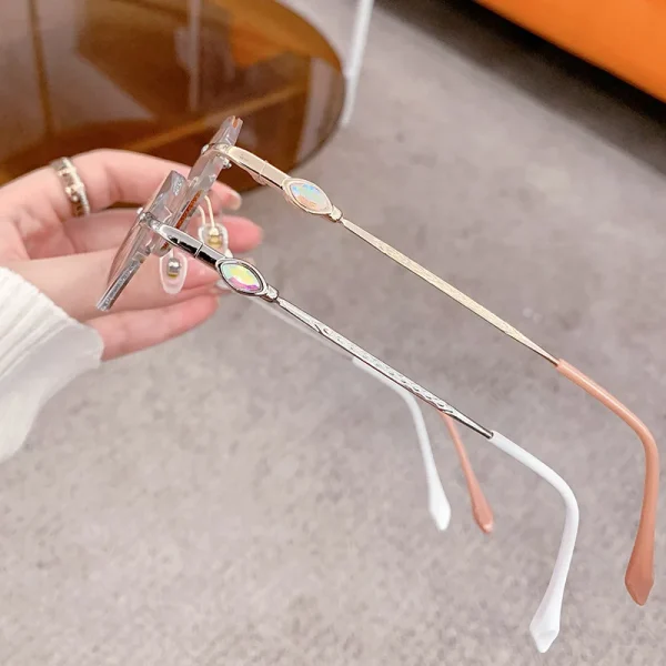 189 Fashionable Small Frame Rimless Diamond Cut Edge Blue Light Noble Women's Presbyopic Elegant New Reading Glasses - Image 4