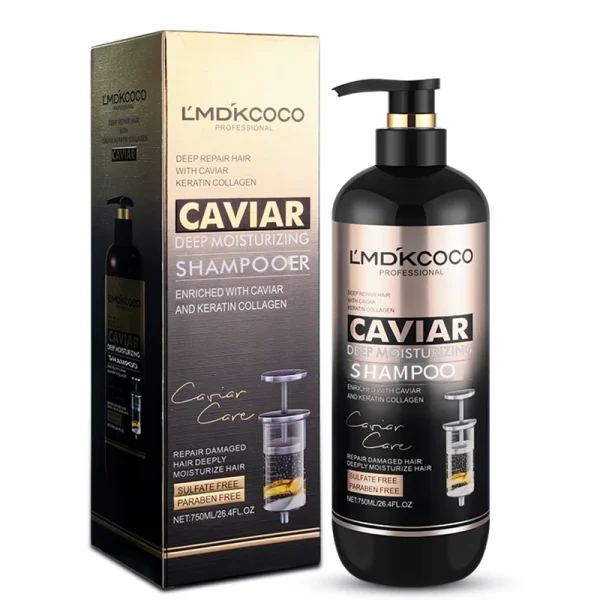 OEM/ODM Wholesale 750 ml Caviar Hair Care Cream Smoothing Shampoo and Conditioner with Moisturizing Oil Control for Dandruff - Image 3