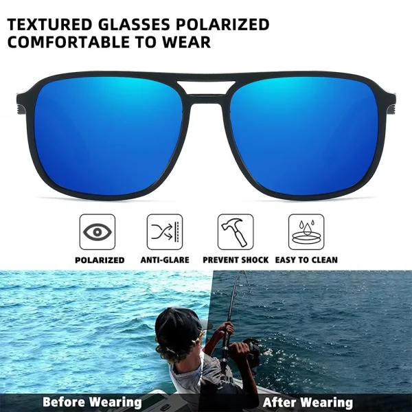 Lmamba 503 Custom Square Punk Style Polarized Sun Glasses Outdoor Fishing Sunshade Driver Driving Safety Sunglasses Men UV400 - Image 5