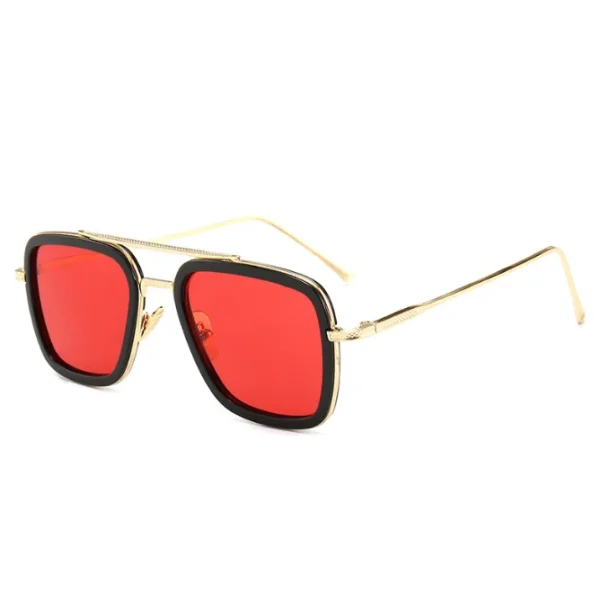 Vintage Square Sun Glasses Iron Man Fashion Sunglasses Pilot Lens Men and Women Double Bridge Sunglasses Lentes De Sol Hombre - Image 4