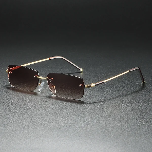 Lmamba 9074 Custom Luxury Cut Rimless Sunglasses 2025 Men Women Retro Rectangle Frameless Sun Glasses - Image 3