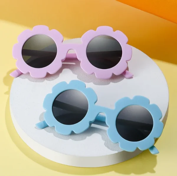 Kids Sunglasses Children Round Sun Flower Sunglasses Multi Color Girls Boys Baby Shades Glasses UV380 - Image 3