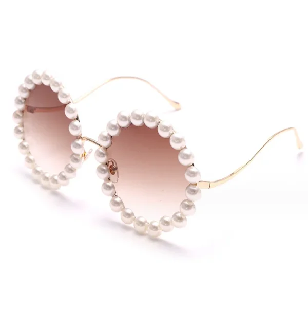 Pearl Round Sunglasses Women Glasses Men Eyeglasses Female Male Large Frame Shades Eyewear Vintage UV400 - Image 4