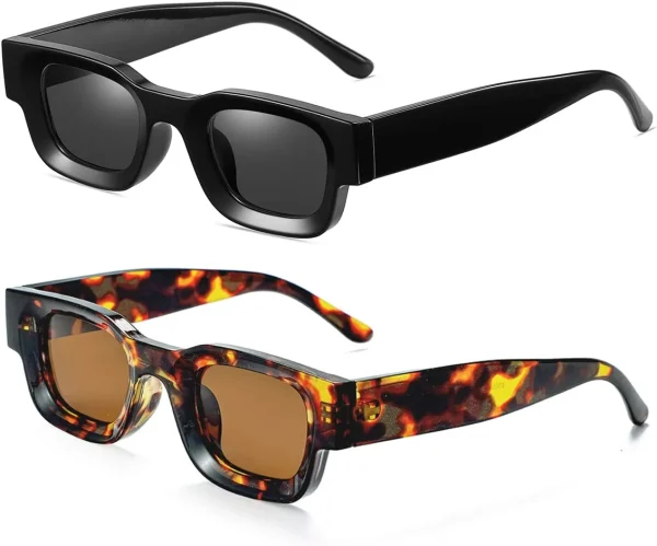 Retro Rectangle Sunglasses High Fashion Glasses Thick Frame Fashion Sunglasses Funky Polarized Shades Lentes De Sol Para Mujer