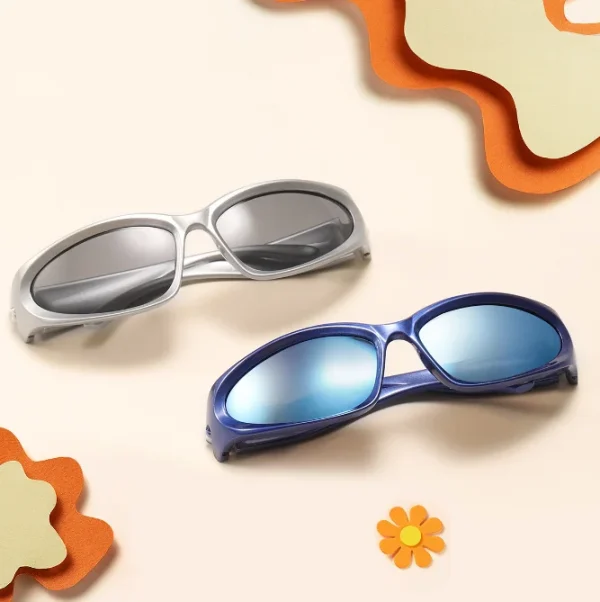 Kids Trendy Sports Sunglasses Y2K Wrap Around Sun Glasses Children Shades Outdoor Sports Cycling Eyewear - Image 3