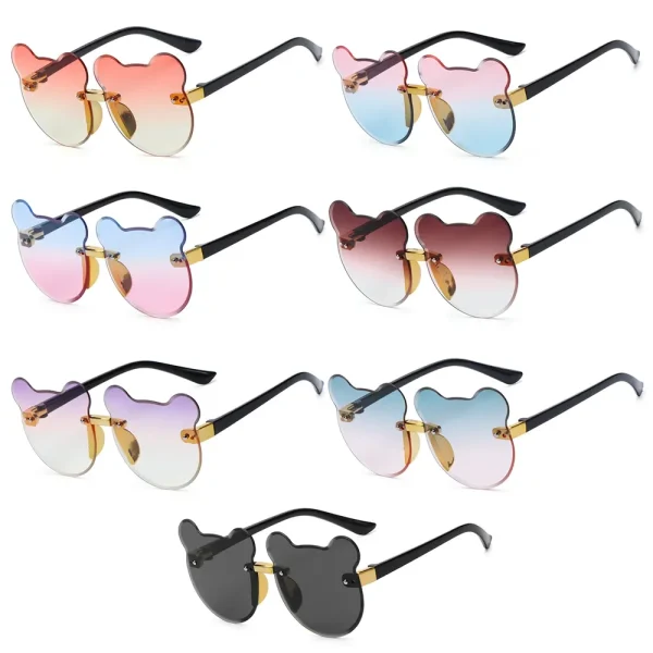 Cute Kids Little Bear Shape Cartoon Sunglasses Gradient UV 400 Protection Baby Sunglasses for Toddler Girls Boys 2024