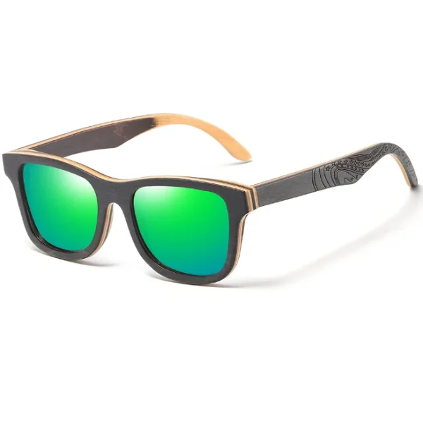 Square Bamboo Wood Polarized Sunglasses for Men Women Brown Wooden Frame Sun Glasses Custom Logo Outdoor Eyewear - Image 6