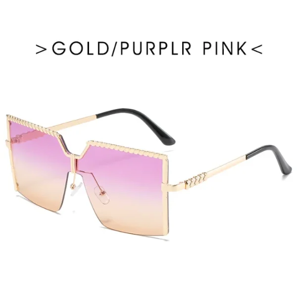 Oversized Square Sunglasses Women Men Vintage Metal Frame Sun Glasses  One Piece Rimless Eyewear Shades - Image 6