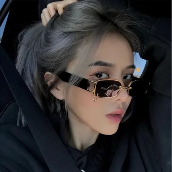 Retro Small Square Punk Sunglasses Men 2025 Rectangular Frame Shades Cool Hip Hop Sun Glasses for Women - Image 2