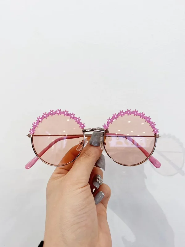 2022 Fashion Kids  Metal Frame Sun Glasses Girls Boys Flower Children's Shades Baby Eyeglasses UV400 Summer Beach Sunglasses - Image 6