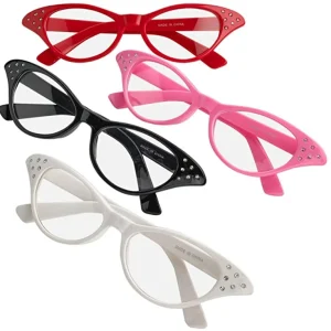 50s pink Ladies Glasses With Tinted Lens Fancy Dress Cat Eye  Shades Sun Glasses Party Eyewear Women Grease Sunglasses