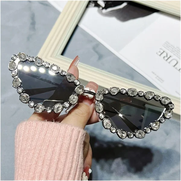 Sparkling Crystal Cat Eye Sunglasses Women Rhinestone Diamond Party Eyewear Ladies Bling Shades for Women - Image 5