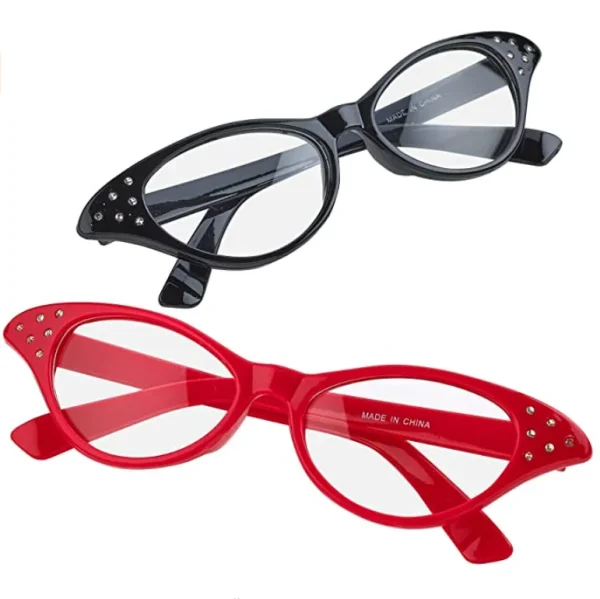 50s pink Ladies Glasses With Tinted Lens Fancy Dress Cat Eye  Shades Sun Glasses Party Eyewear Women Grease Sunglasses - Image 2