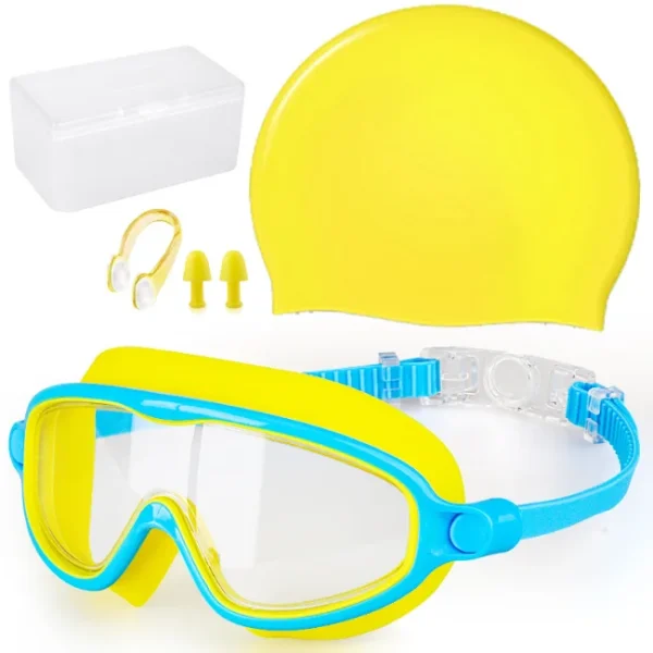 2025 Wholesale Children Kid Competition Fashionable Sports Waterproof UV Protection Swim Goggles with Cap Set - Image 6