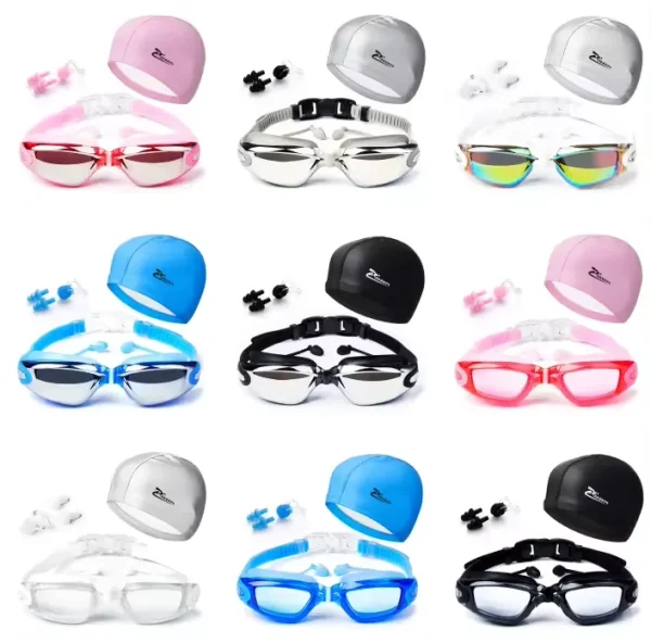 Swimming Goggles Waterproof and Cap Set 4 in 1 Goggles Swim in Case UV 400 Protection Lenses Clear Anti-Fog - Image 4