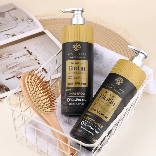 Wholesale Private Label Organic Repair Argan Oil Salon Hair Care Growth Keratin Sulfate Free Biotin Hair Shampoo and Conditioner - Image 3
