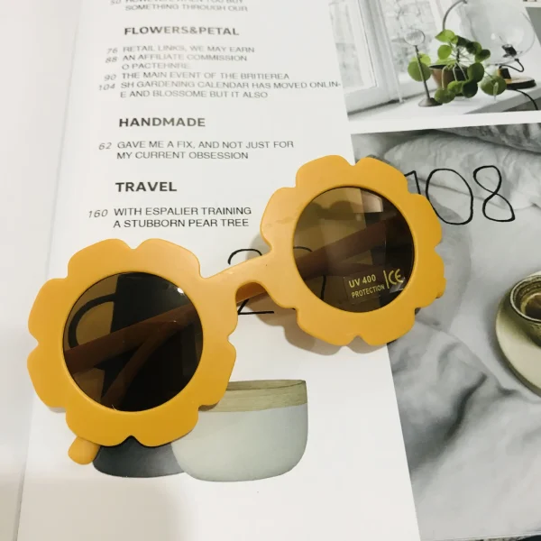 F202 Vintage Cute Kids Girl Sunglasses Round Flower Baby Children Uv400 Sun Glasses Girls Boys Fashion Sunglasses - Image 5