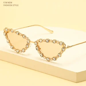 Sparkling Crystal Cat Eye Sunglasses Women Rhinestone Diamond Party Eyewear Ladies Bling Shades for Women