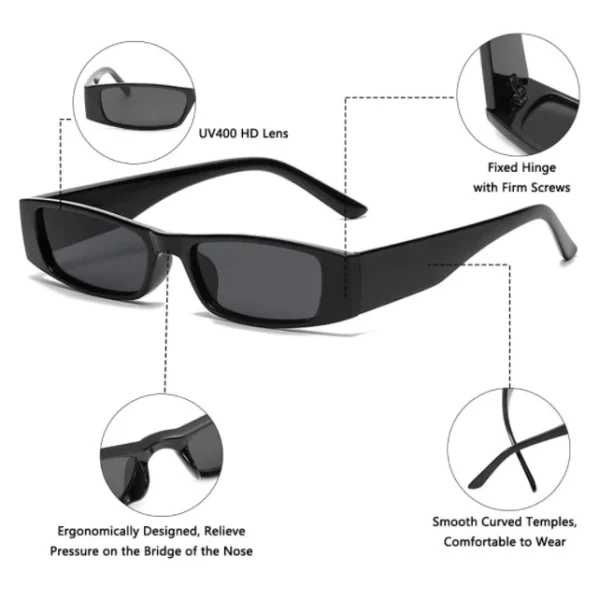 2022 Small Rectangle Sunglasses Unisex New Fashion Retro Square Narrow Frame Sun Glasses Trendy Vintage Streetwear Eyewear UV400 - Image 2