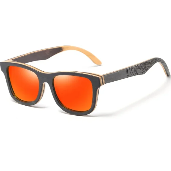 Square Bamboo Wood Polarized Sunglasses for Men Women Brown Wooden Frame Sun Glasses Custom Logo Outdoor Eyewear - Image 3
