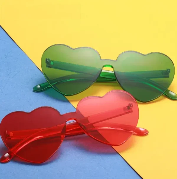Pink Heart Shape Sunglasses Rimless Transparent Heart Glasses Colorful Party Favors Sun Glasses With Color Shades for Women - Image 5