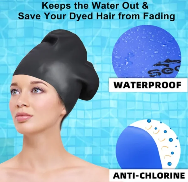 Diving Hood Hat Loose Head African Silicone Extra Large Swimming Caps for Long Hair Waterproof Custom Logo Swim Caps for Women - Image 2