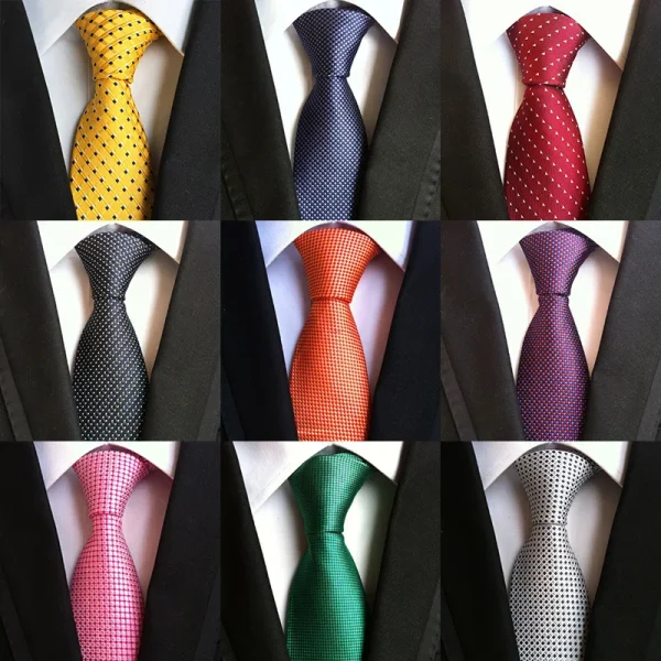 New Design Classic Polyester Silk Mens Neck Ties 8 cm Plaid Striped Ties Formal Business Wedding Silk Ties for Men - Image 6