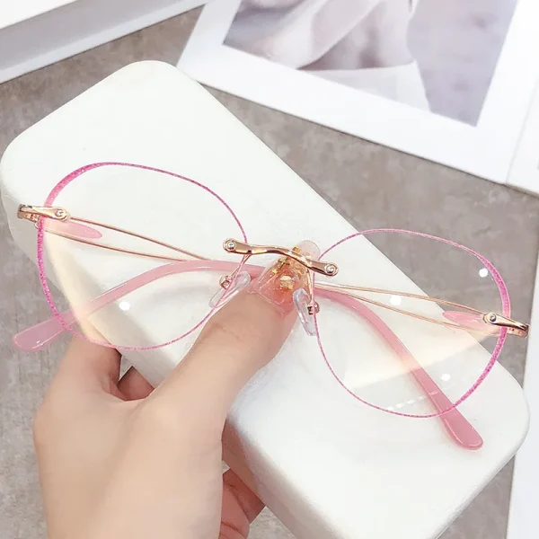 3303 Diamond Cut Edge Anti Blue Light Reading Glasses Ladies Reading Glasses Flash Powder Rimless Reading Glasses - Image 2