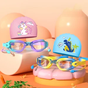 GD Popular Child Swim Suit Styles Anti Fog for Swimming Goggles and Cap for Kids