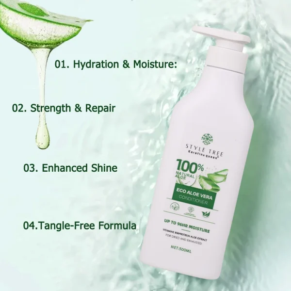Organic Aloe Vera Sulfate Free Hair Care Set Natural Shampoo and Conditioner for Frizzy Hair Repairing - Image 2