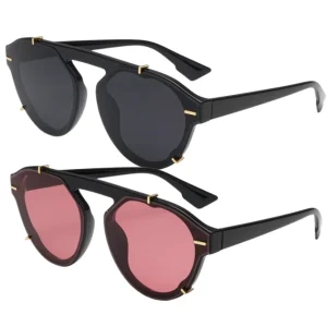 Men Round Rivet Sunglasses Women 2025 One Piece Sun Glasses Vintage Leopard Shades Eyewear Oculos UV400