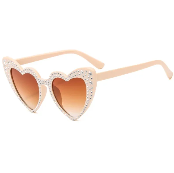 Diamond Heart Sunglasses Women Retro Cat Eye Heart Shape Sun Glasses for Women Fashion Glitter Eyewear - Image 5