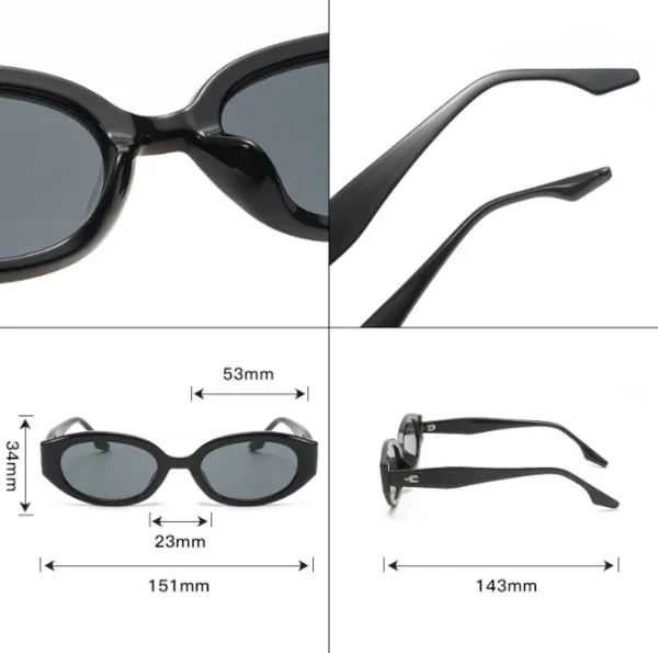 Retro Oval Sunglasses for Women 90s Fashion Sun Glasses Trendy Oval Shades UV400 Protection Eyewear - Image 2
