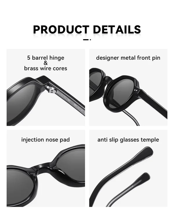 LMA 8207 Retro Small Round Brand Shades Custom Logo UV400 Fashion Men Women Blue Lens CP Personality Metal Sunglasses - Image 5