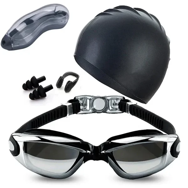 2023 Cap Nose Clip Earplug Hat Packages Goggles for Swim No Leaking Adult UV Protection Triathlon Anti Fog Swimming Goggles