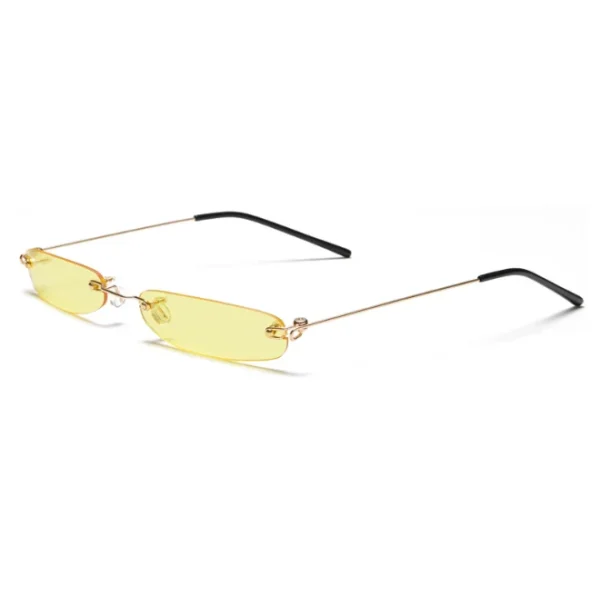 Fashion Rimless Rectangle Skinny Sunglasses Retro Narrow Small Thin Sun Glasses for Women Men Y2K Eyewear - Image 3