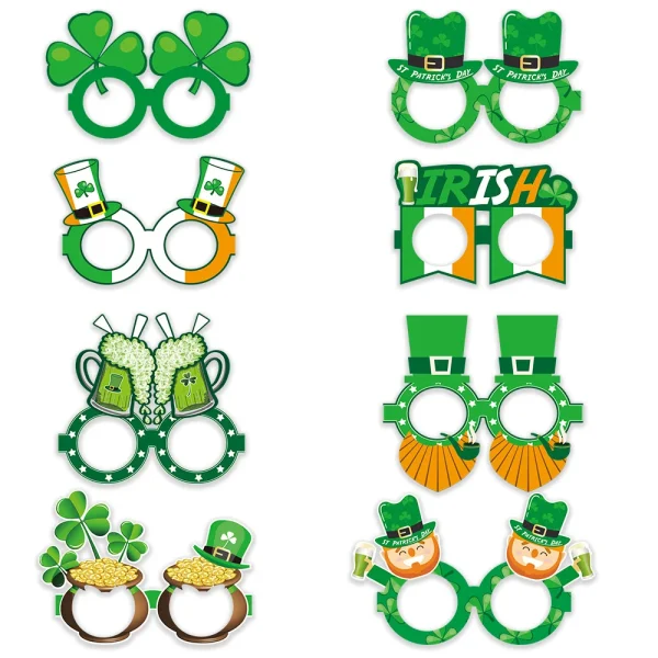 Irish Paper Eyeglasses Frames Green Shamrock Irish Lucky Leprechaun Hat Eyewear Funny Party Eyeglasses for Adults - Image 6