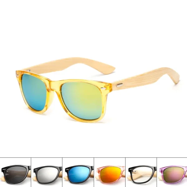 ECO Friendly Products Wholesale Custom Logo Unisex Retro Mirror Mens Wooden Custom Sunglasses Bamboo Gafas De Sol - Image 2